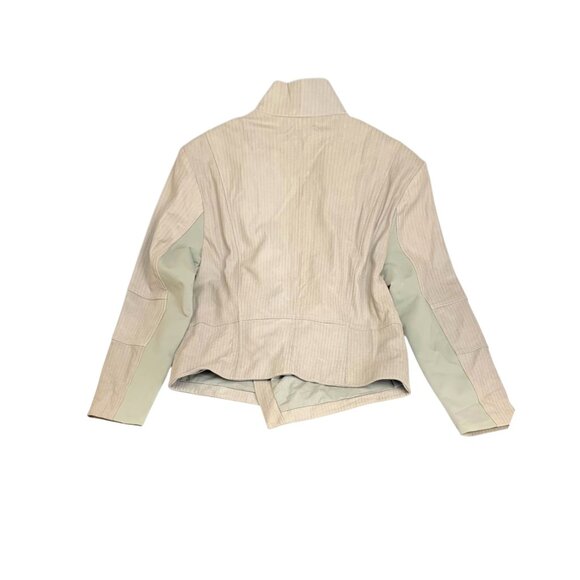 G.I.LI. Cloud Taupe Leather Cascade Tonal‎ Print Leather Jacket - Picture 5 of 10